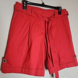 Lafayette 148 New York Red Belted Shorts
